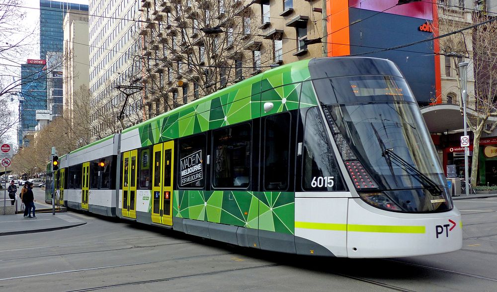 Melbourne Bombardier Trams. Original public domain image from Flickr