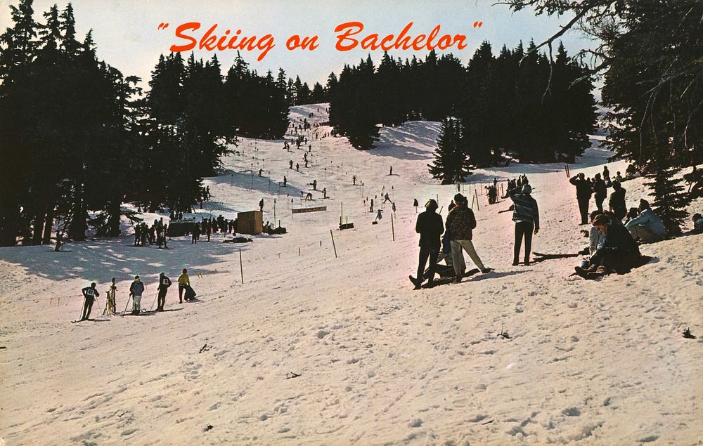 Bachelor Ski Area c.1973, Deschutes National Forest Historic Photo. Original public domain image from Flickr