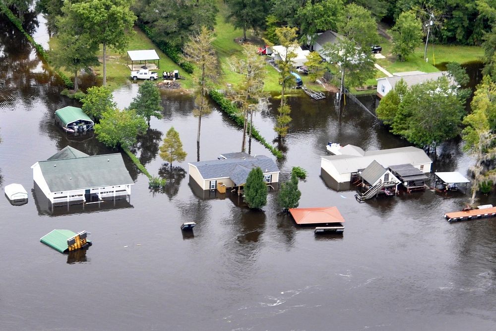 Flooding caused by Hurricane Joaquin in the area of the Black River, in Sumpter County, S.C., Oct. 6, 2015. Original public…