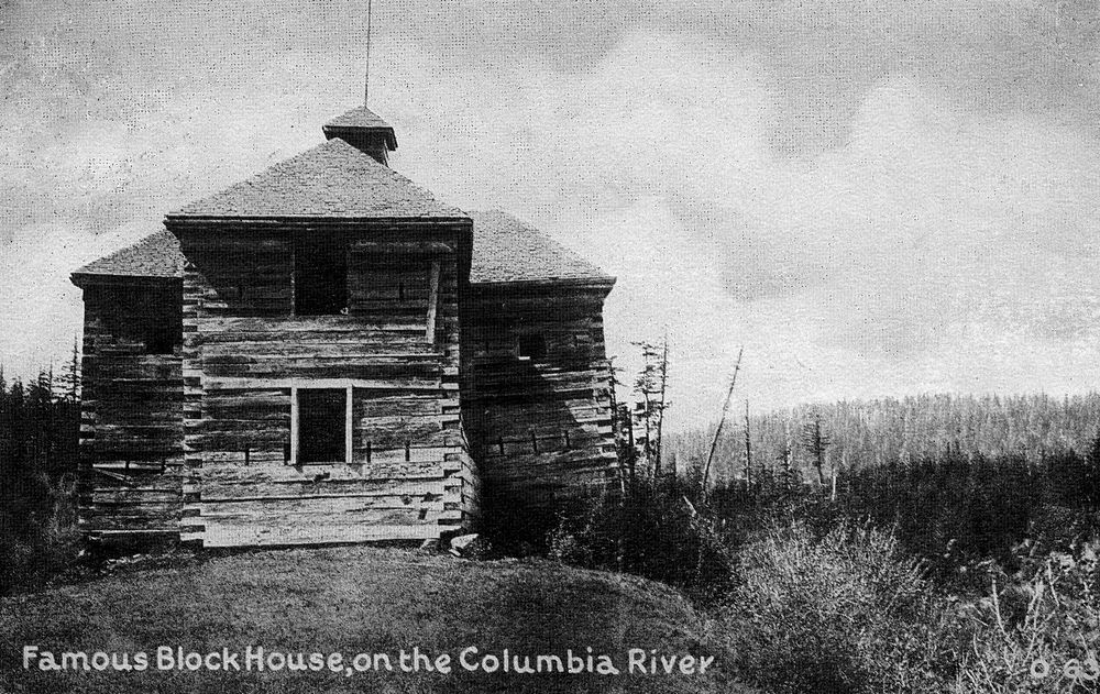 Blockhouse on the Columbia River, WA. Original public domain image from Flickr