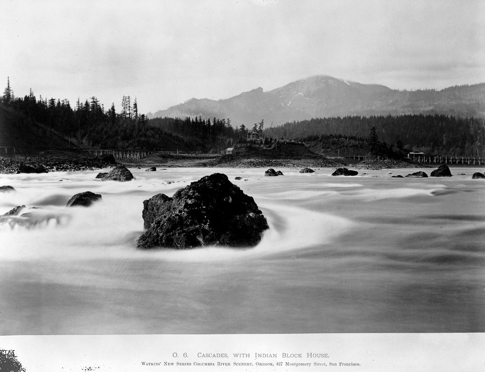 Cascades with Indian Block House, WA - Watkins OHS. Original public domain image from Flickr