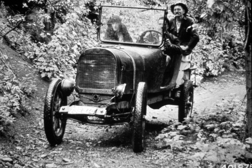 Narrow Car on Narrow Road, Okanogan NF, WA c1930Okanogan-Wenatchee National Forest Historic Photo. Original public domain…