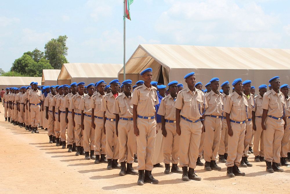Newly trained Somali Police officers on parade during the pass out ceremony in Baidoa on November 17, 2015. AMISOM Photo /…