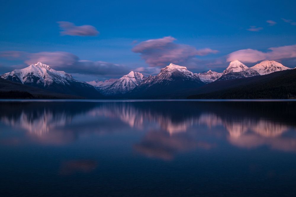 Alpenglow at Lake McDonald. Original public domain image from Flickr