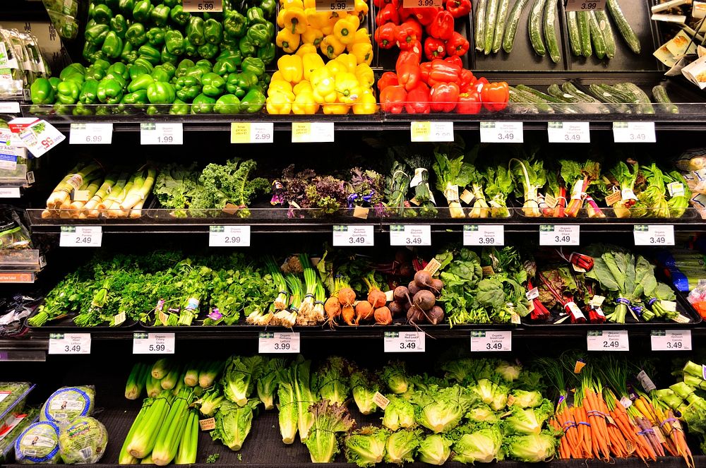 Vegetables in a supermarket. Free Photo rawpixel