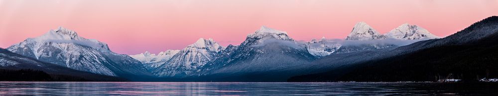 Glacier with mountain sunset, panorama. Original public domain image from Flickr