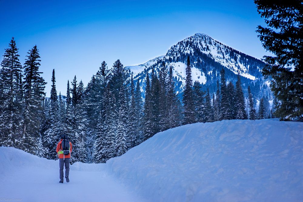 Heading up for a winter hike to donut Falls on the Uinta-Wasatch-Cache National Forest east of Salt Lake City, Utah, USA.…