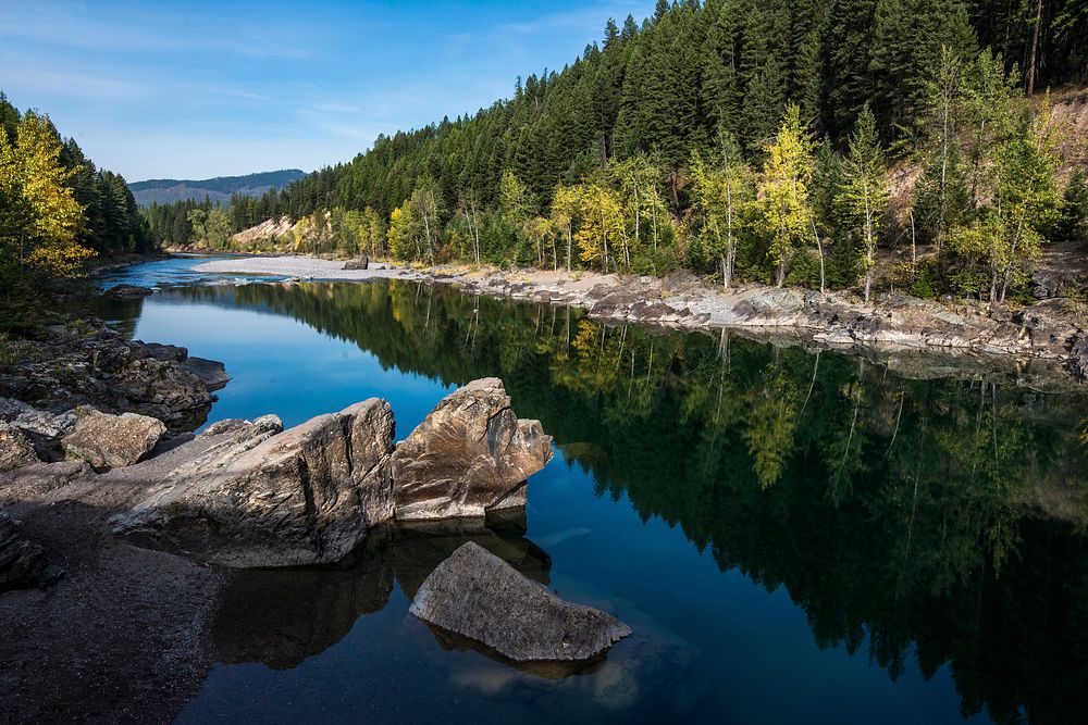 Flathead River- Calm Morning B. Original public domain image from Flickr