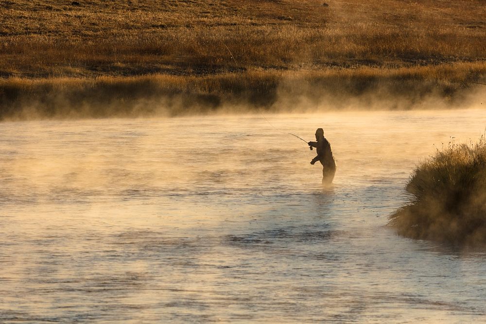 Fall fishing on the Madison River at sunrise by Jacob W. Frank. Original public domain image from Flickr