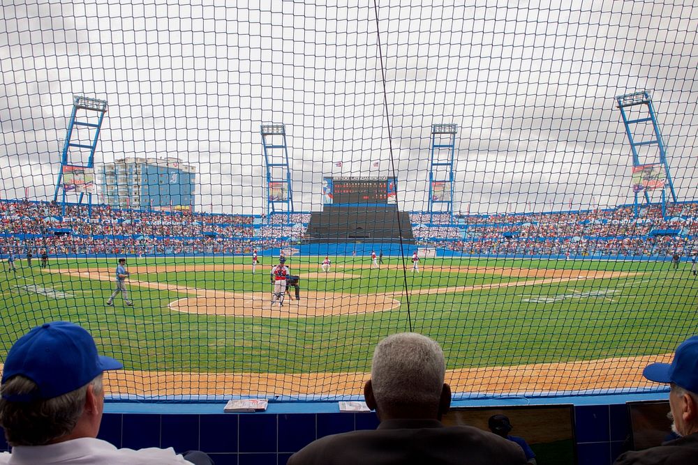 Cuban National Baseball Team Pitcher Throws Pitch at Exhibition Game Attended by U.S. President Obama, Secretary Kerry in…