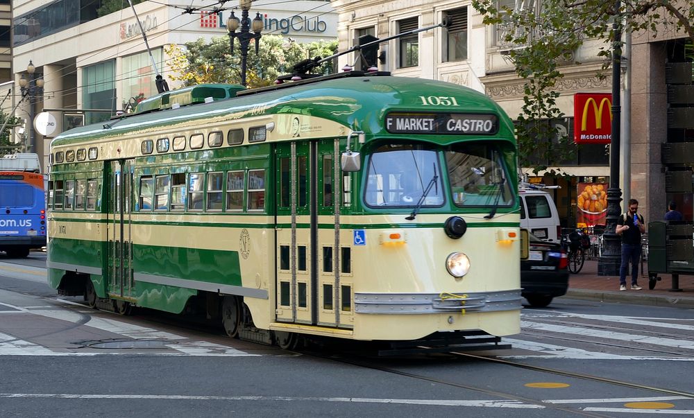 Historic Streetcars in San Francisco No.1051.