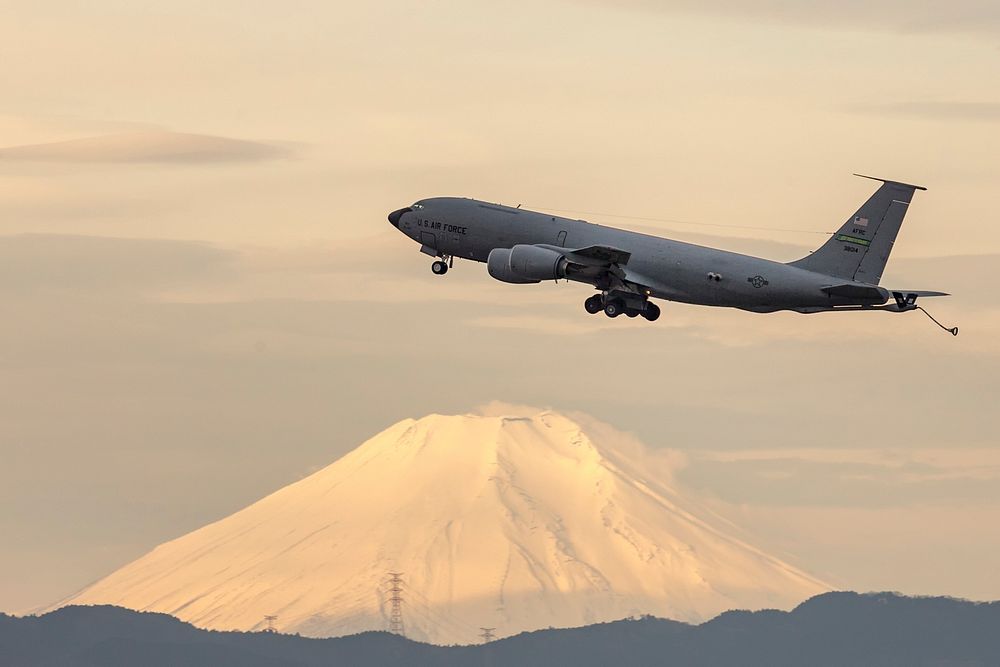 A KC-135R Stratotanker assigned to the 916th Air Refueling Wing takes off at Yokota Air Base, Japan, March 19, 2018.