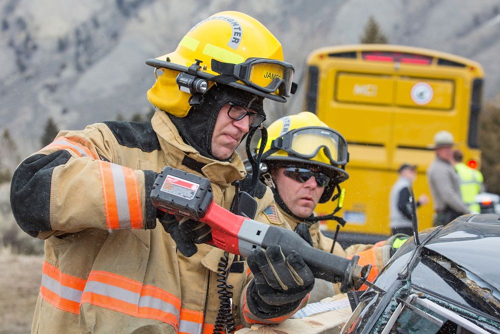 Mass Casualty Incident Training, Mammoth Hot Springs, EMS staff participate in a training exercise by Neal Herbert. Original…