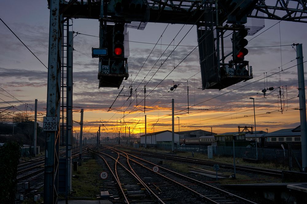 Sunset on Carnforth station. Original public domain image from Flickr