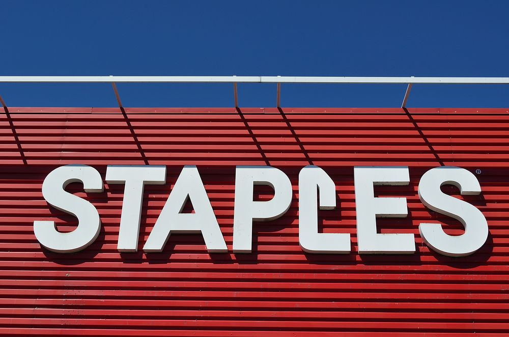 Staples Inc. sign, location unknown, July 3, 2018.