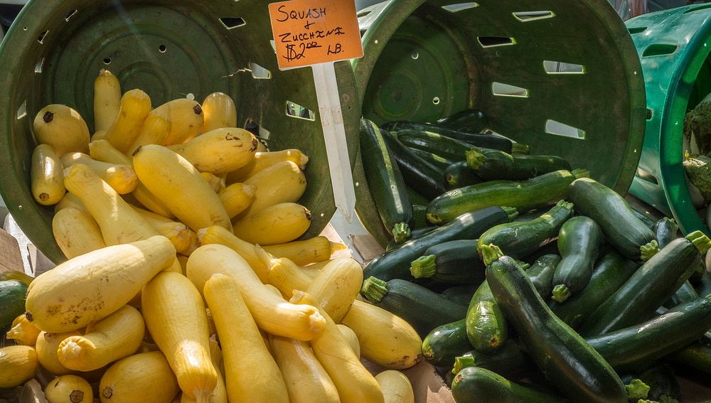 Summer squash and zucchini are some the produce available from vendor at the U.S. Department of Agriculture Farmers Market…