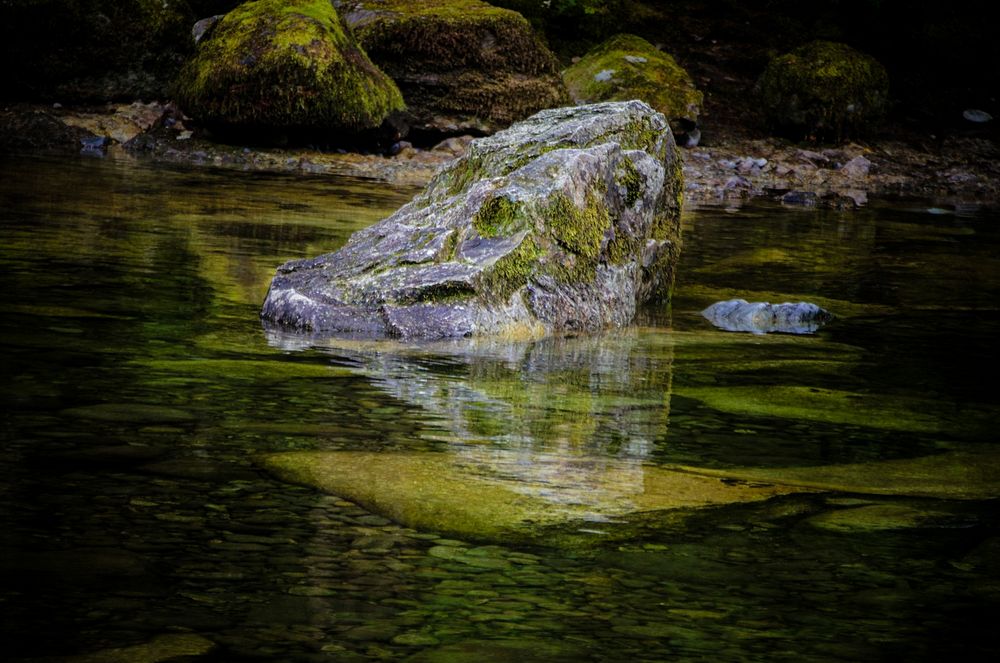 Boulder Detail at Three Pools, Willamette National ForestBoulder in Stream in the Three Pools Recreation Area by the Opal…