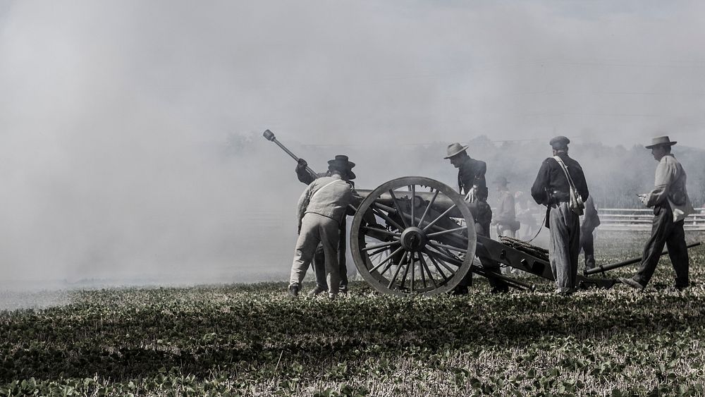 Monochrome Artillery Demonstration. Original public domain image from Flickr