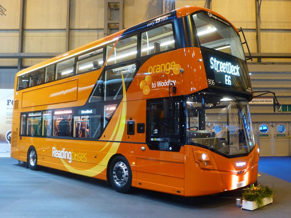 The Wrightbus Streetdeck for Reading Buses "Orange" routes.