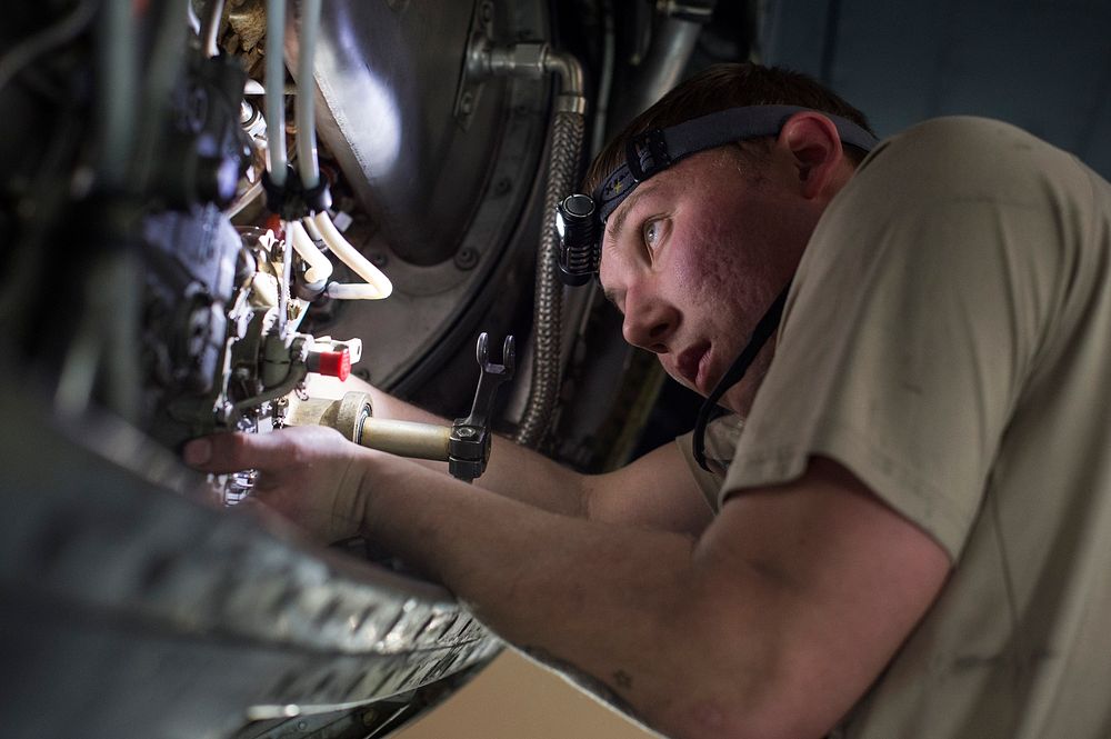 Alaska Air National Guard Airman 1st Class Mac Spurlock, an aerospace propulsion mechanic assigned to the 176th Maintenance…