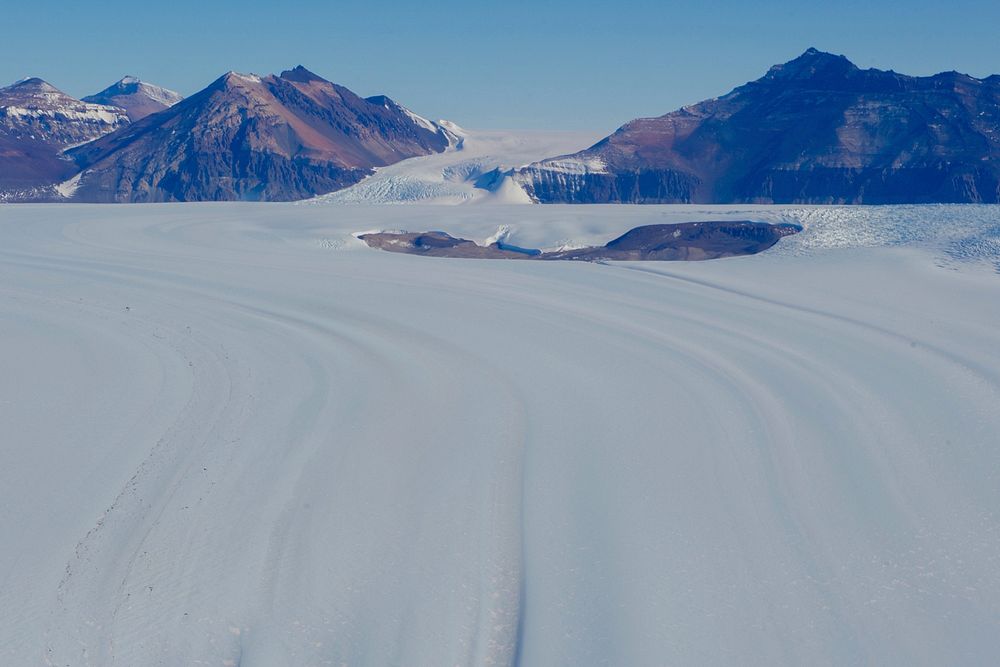 A Glacier Flowing Through a Section of the McMurdo Dry Valleys in Antarctica.