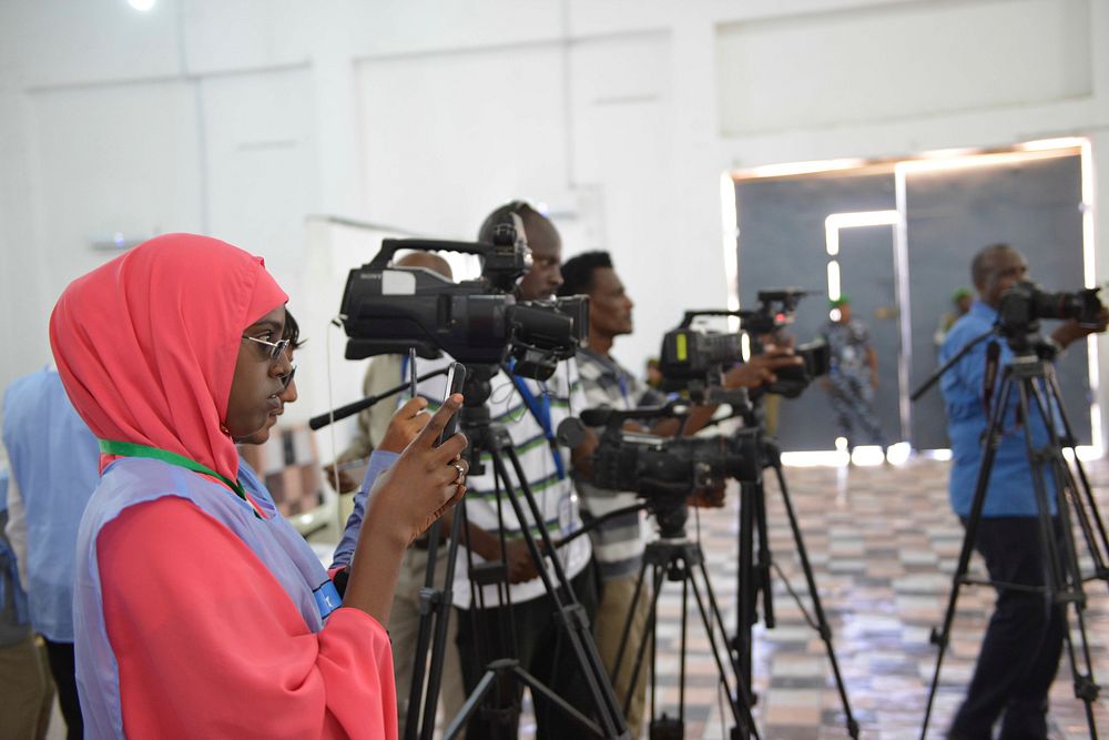 Journalists cover the electoral process in Mogadishu, Somalia on December 04, 2016. UN Photo /Ilyas Ahmed. Original public…