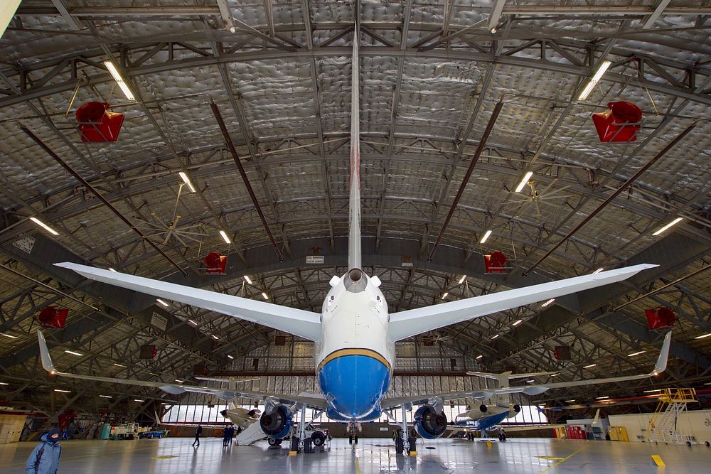 Secretary Kerry's Plane in a Hangar