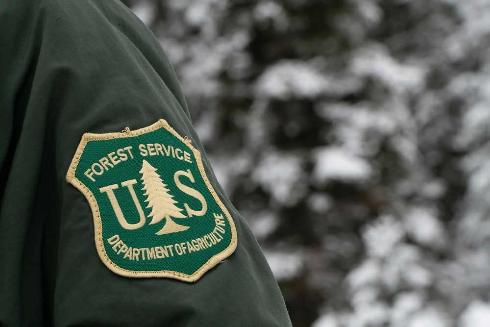 U.S. Department of Agriculture (USDA) Forest Service (FS) uniform embroidered shield seen at the Apache-Sitgreaves National…