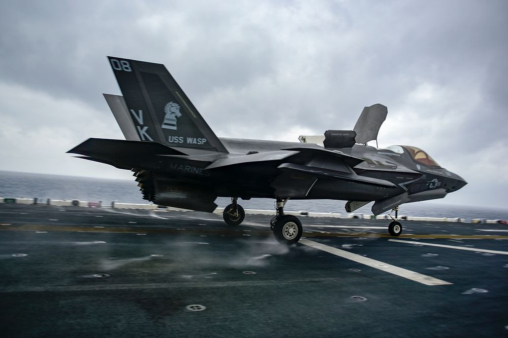 A U.S. Marine Corps F-35B Lightning II aircraft attached to the F-35B Detachment of the Flying Tigers of Marine Tiltrotor…