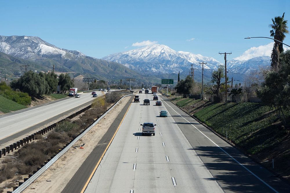 View of San Bernardino peak from I-210A snow covered San Bernardino Peak can be seen from Interstate-210 in San Bernardino…