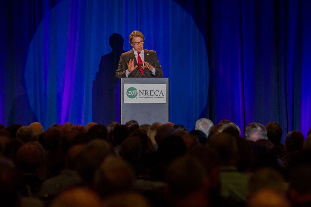 Secretary Perry speaks at NRECA Legislative Conference in Washington D.C. April 24, 2017. Original public domain image from…