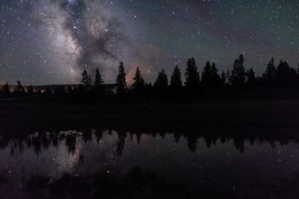 Milky Way reflecting in an ephemeral pool after a rain. Original public domain image from Flickr