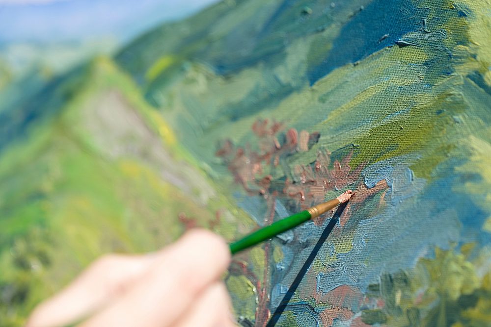 Aesthetic outdoor painting class. Free public domain CC0 photo.