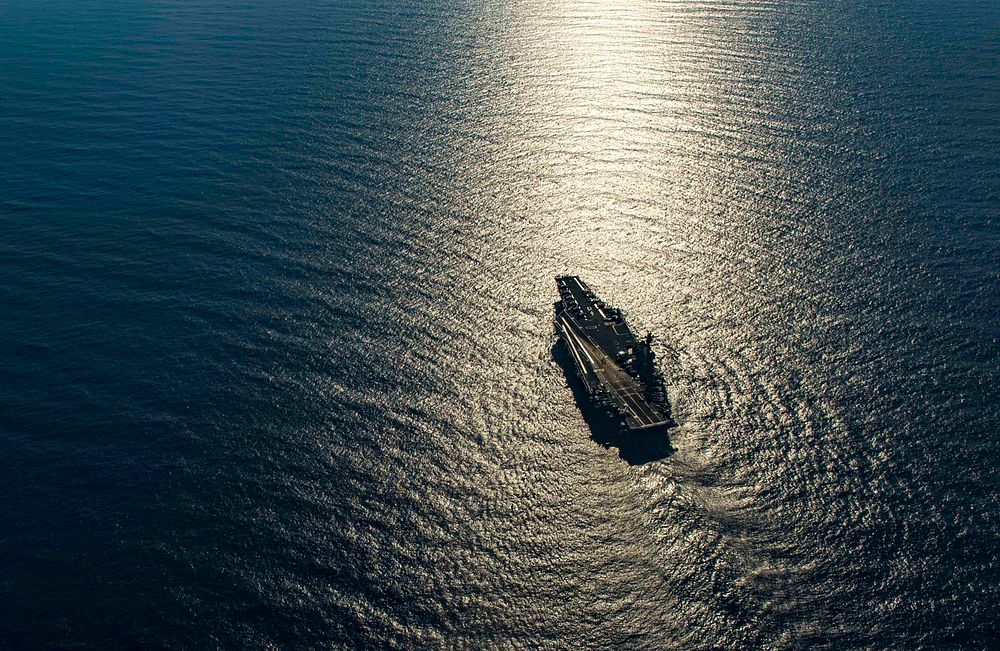 MEDITERRANEAN SEA (July 20, 2017) The aircraft carrier USS George H.W. Bush (CVN 77) sails through the Mediterranean Sea.…