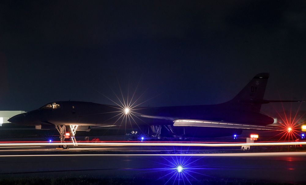 A U.S. Air Force B-1B Lancer aircraft assigned to the 9th Expeditionary Bomb Squadron, deployed from Dyess Air Force Base…