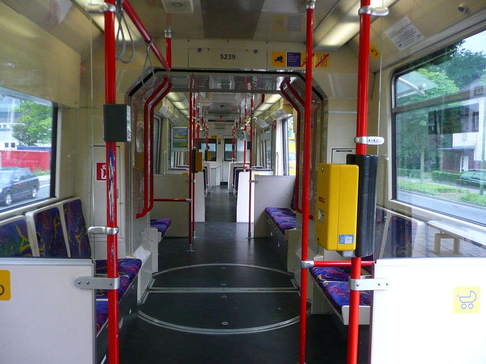 Inside a former London Docklands Light Railway train which was sold to Essen in Germany and converted for human driving and…