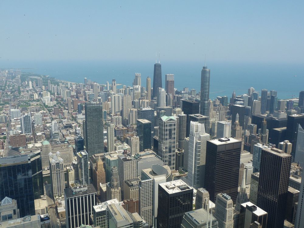 You can't miss shooting from the Willis Tower, but i did :). Original public domain image from Flickr