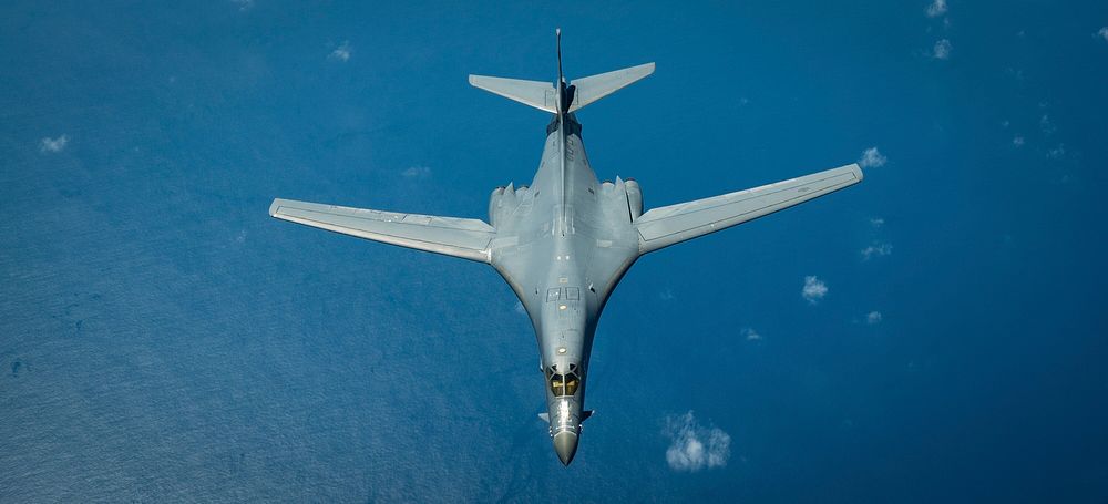 A U.S. Air Force B-1B Lancer assigned to the 37th Expeditionary Bomb Squadron, deployed from Ellsworth Air Force Base, S.D.…
