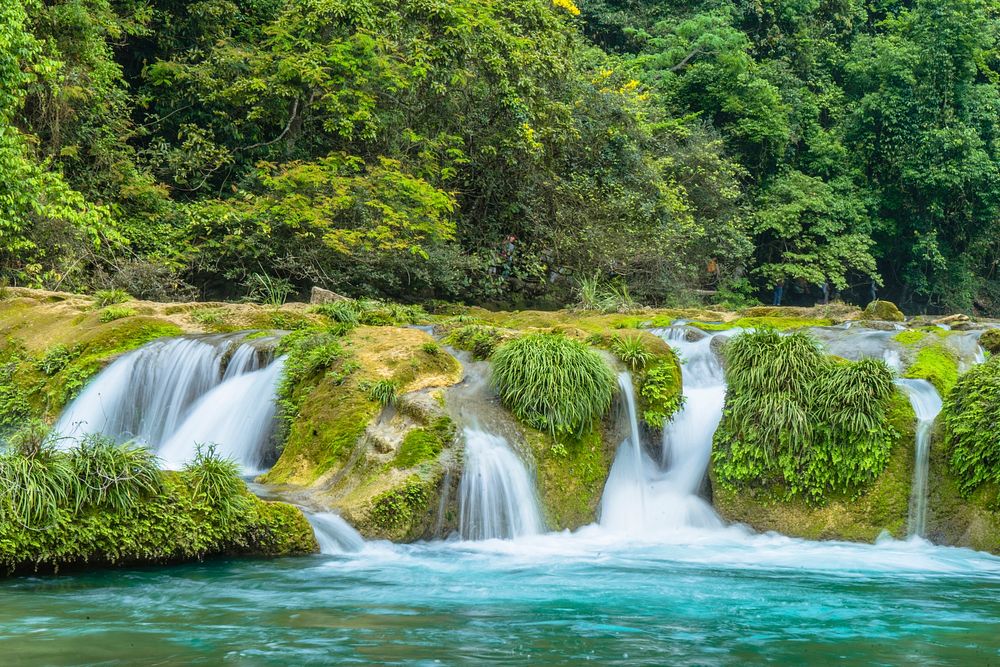 Small waterfall in China countryside. Free public domain CC0 image.