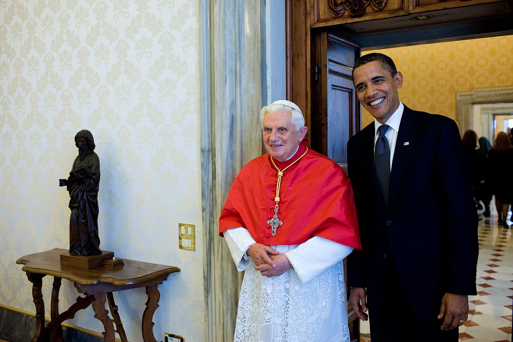 President Barack Obama meets with Pope Benedict XVI at the Vatican on July 10, 2009.