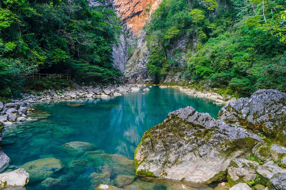 Small waterfall in China countryside background. Free public domain CC0 image.