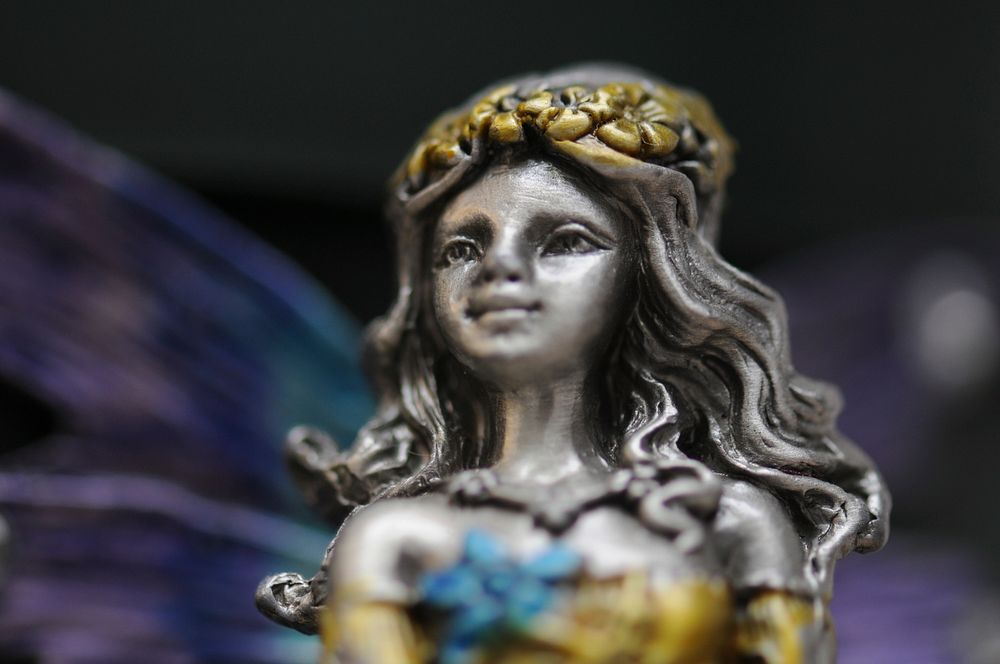 Closeup on pewter figurine