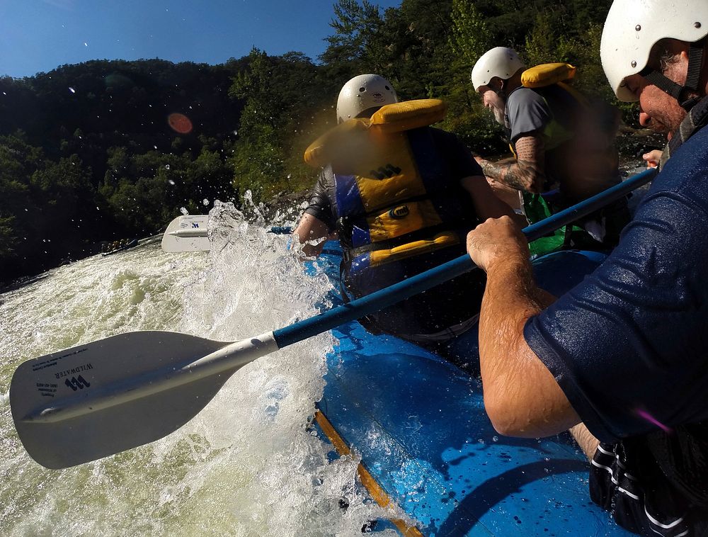 Patrons hit the rapids while whitewater rafting through the Ocoee River in the Cherokee National Forest, TN.USDA Photo by…