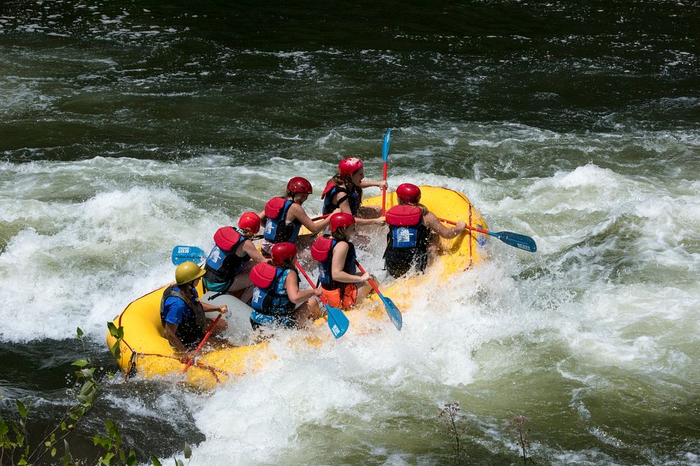 Patrons partake in whitewater rafting on the rapids of the Ocoee river in the Cherokee National Forest, TN.USDA Photo by…