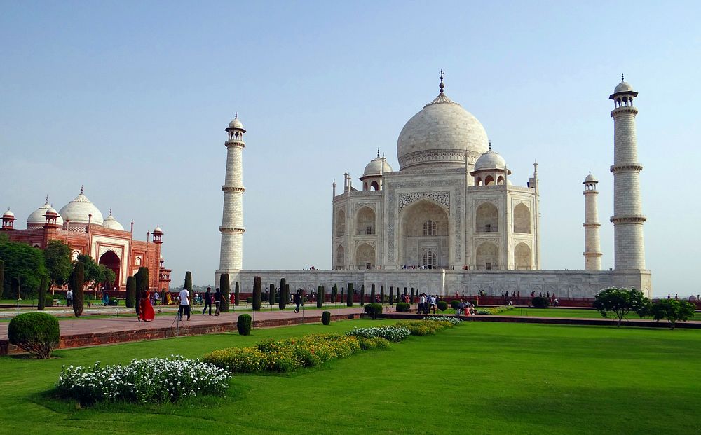 Outside Taj Mahal in India. Free public domain CC0 photo.