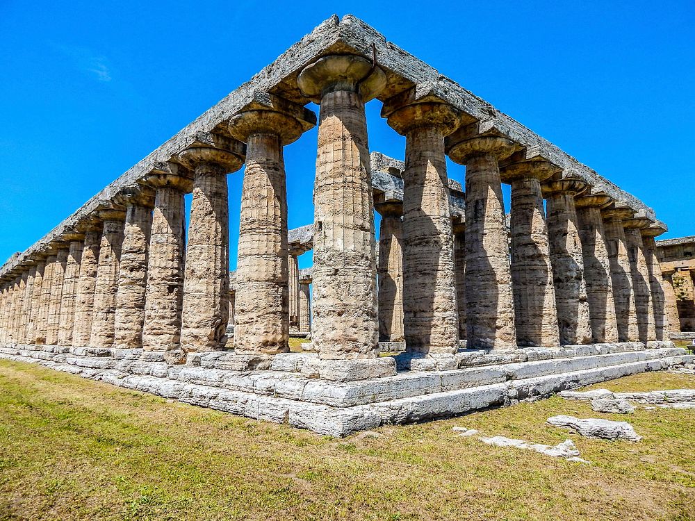 Ancient Greek temple architecture with columns. Free public domain CC0 image.