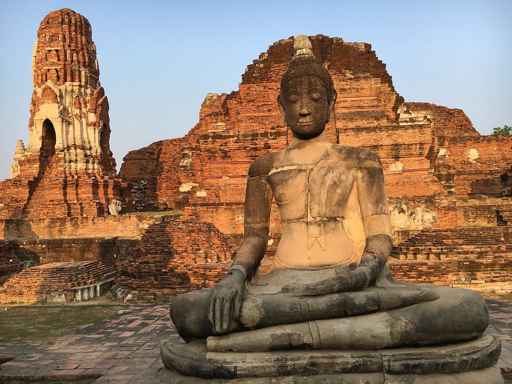 Buddha statue in Wat Mahathat. Free public domain CC0 photo.