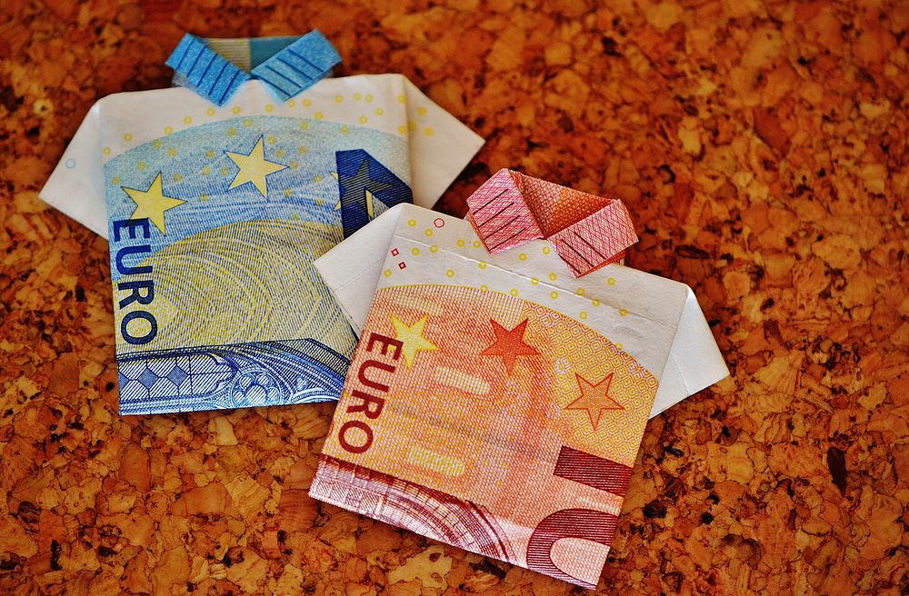 Euro folded shirt, money & banking. Free public domain CC0 image.