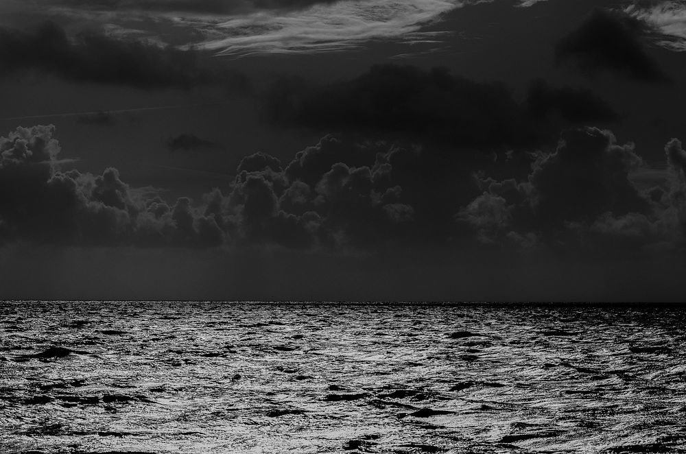 Dark sea thunder storm weather. Free public domain CC0 image.