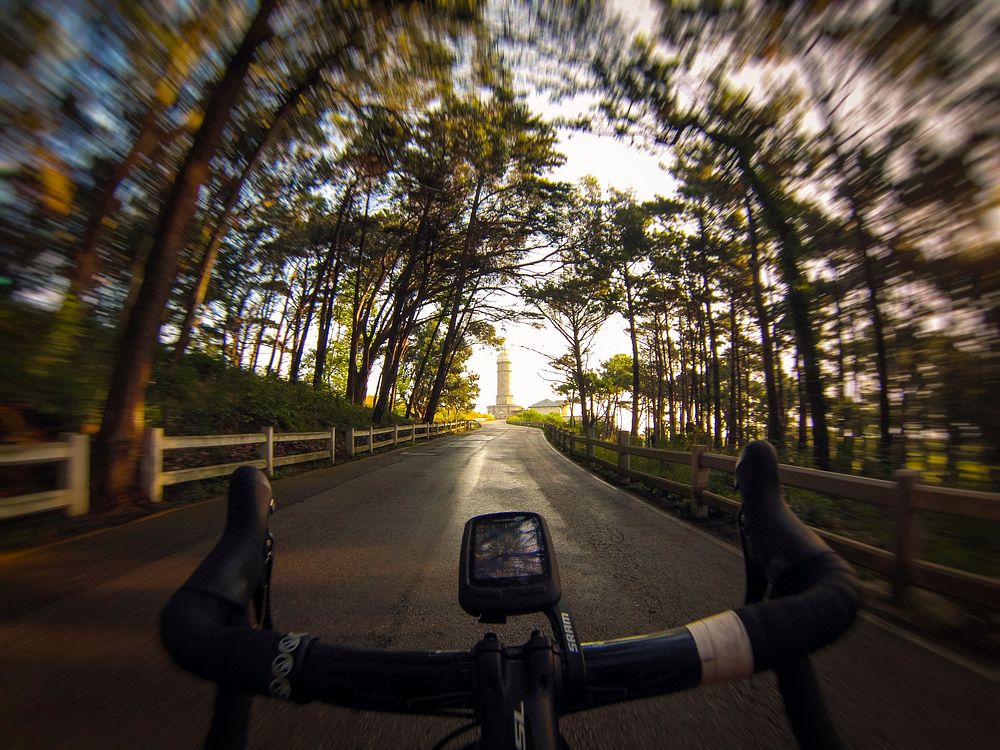 Biking through scenic nature route. Free public domain CC0 photo.